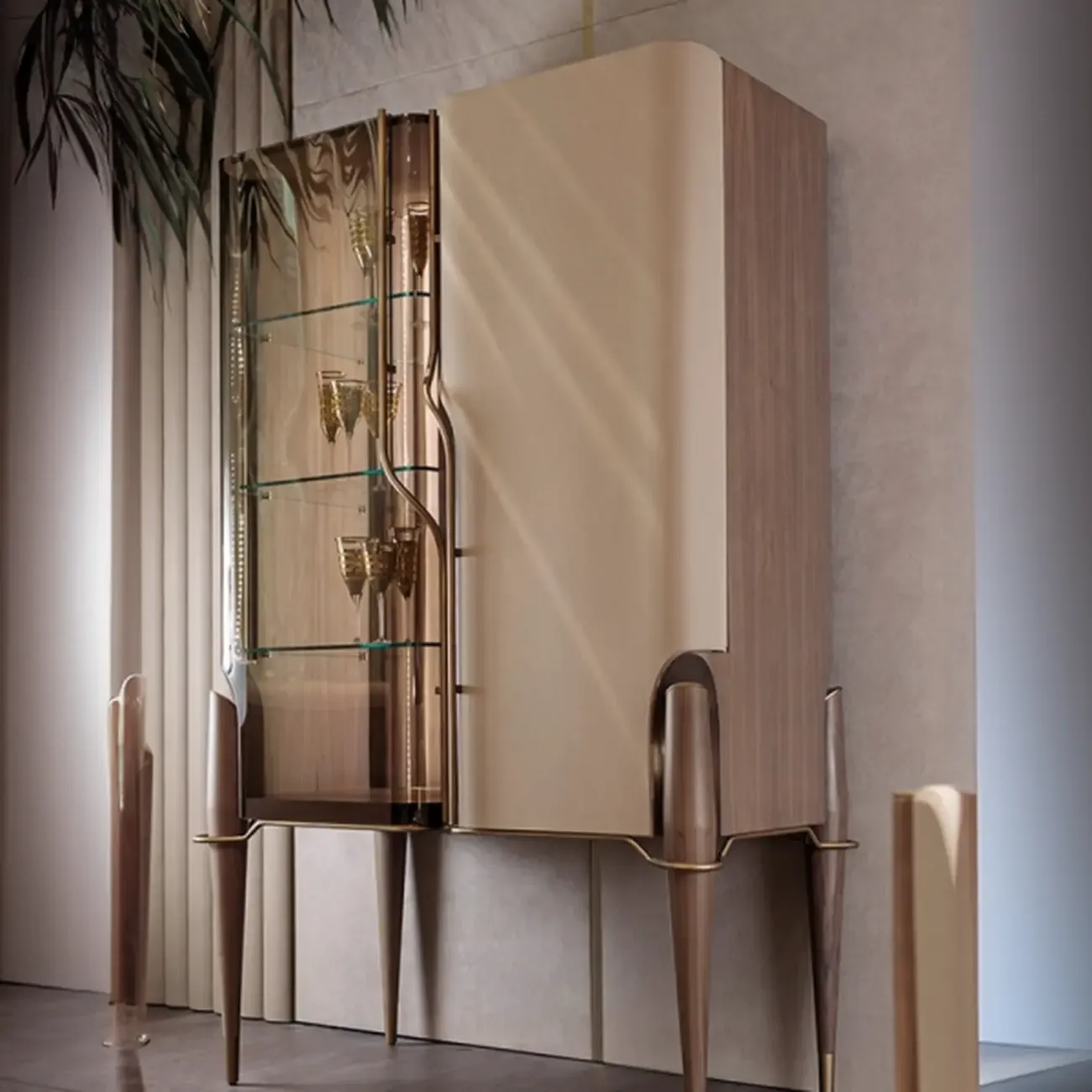 Elegant Wooden Glass Display Cabinet for Collectibles