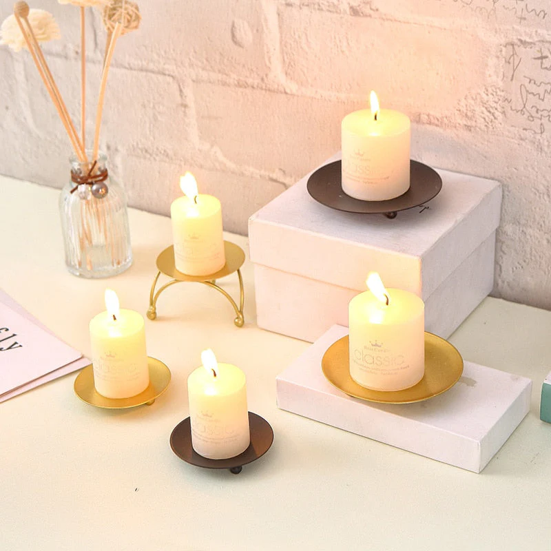 HULIANFU Iron Black Golden Candle Holders Pillar Metal Plate for Wedding Party Festival Candlestick Holder Art Gift Home Decoration 1 PCS - Deanwangkt