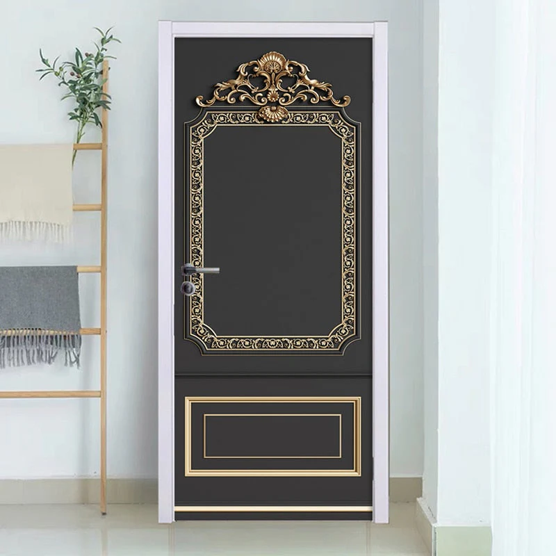 HULIANFU 2026  PVC Self-Adhesive Waterproof Door Sticker Modern 3D Abstract Line Mural Wallpaper Living Room Study Home Decor Art Door Poster - Deanwangkt