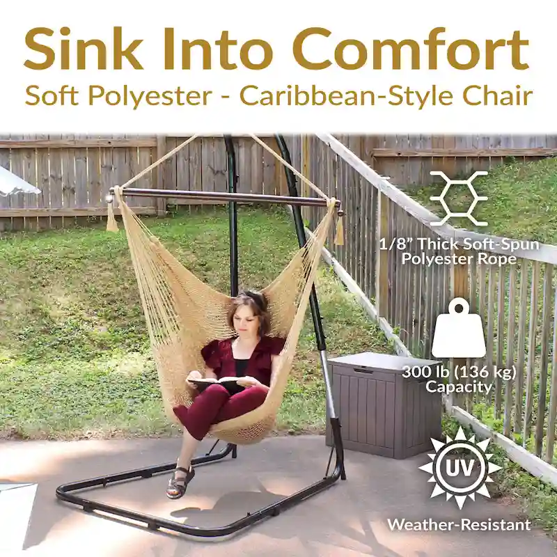 Sunnydaze Hanging Caribbean XL Hammock Chair