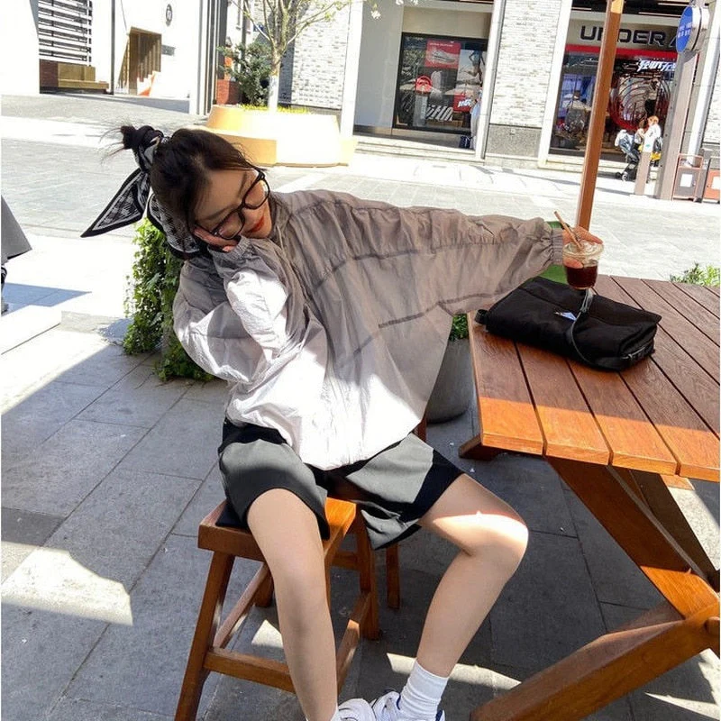 Hulianfu Basic Jackets Women Summer Sun-proof Loose Solid Simple Ulzzang Vintage Fashion Soft Ladies Chic New Daily Clothing Leisure Fit - Deanwangkt