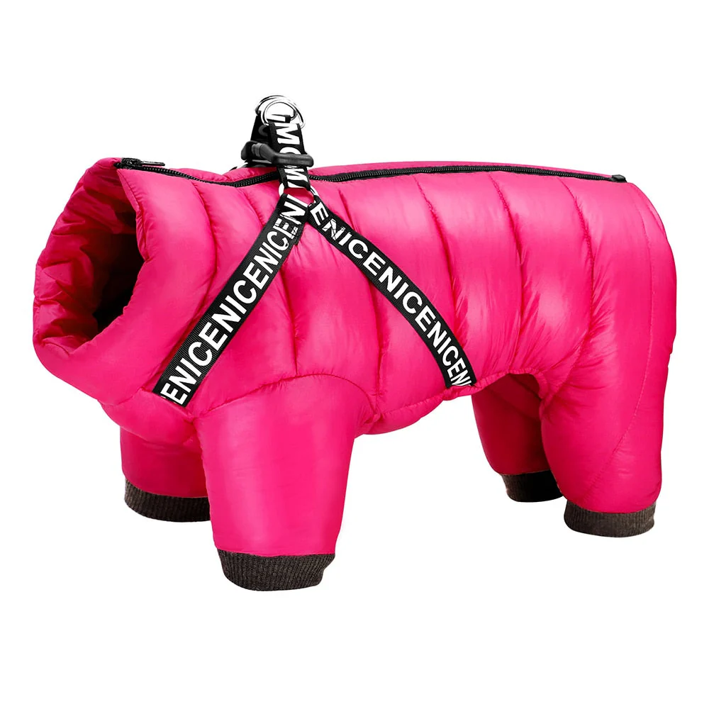 HULIANFU Winter Dog Clothes Super Warm Pet Dog Jacket Coat With Harness Waterproof Puppy Clothing Hoodies For Small Medium Dogs Outfit - Deanwangkt