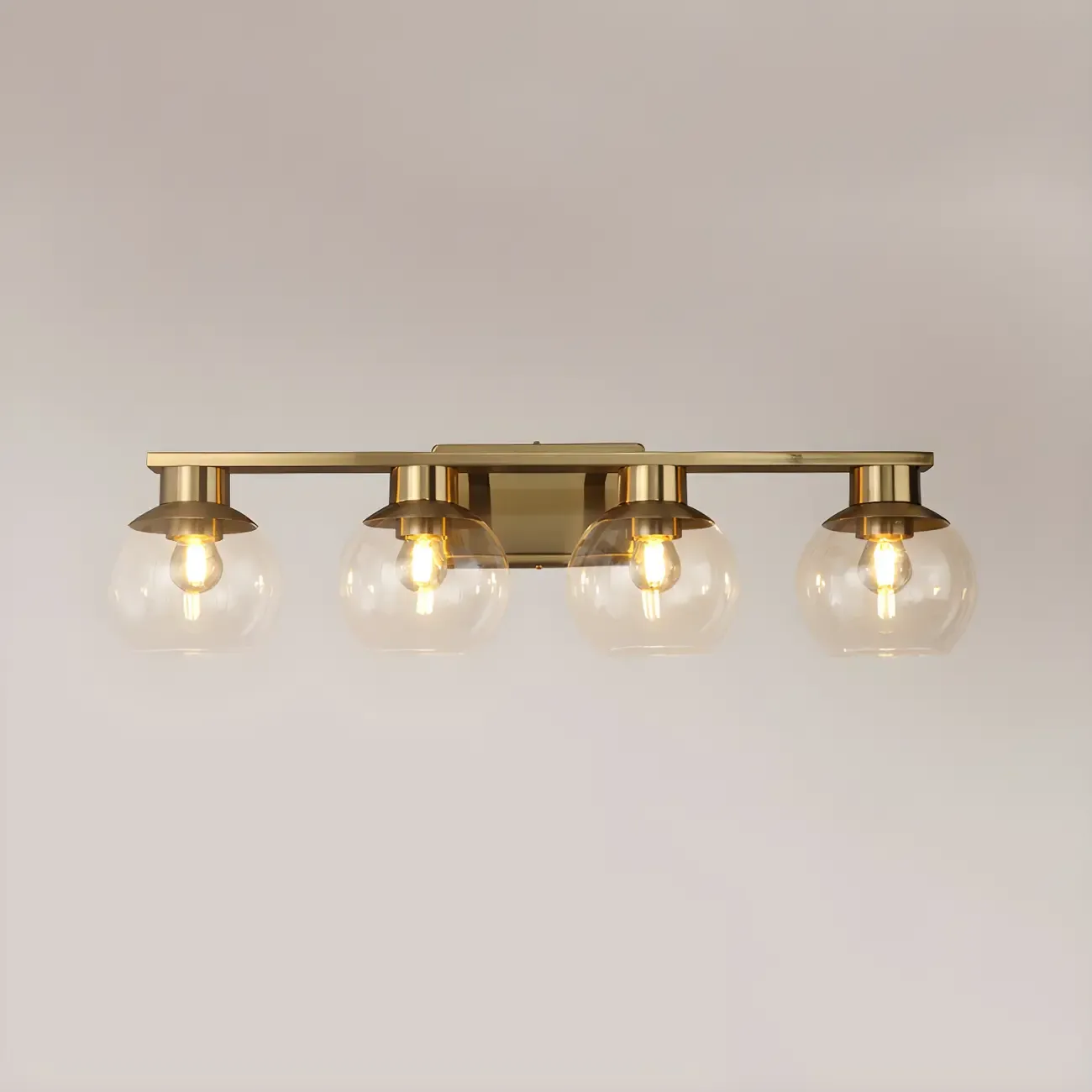 Modern Gold Clear Glass Dome Bathroom Vanity Light