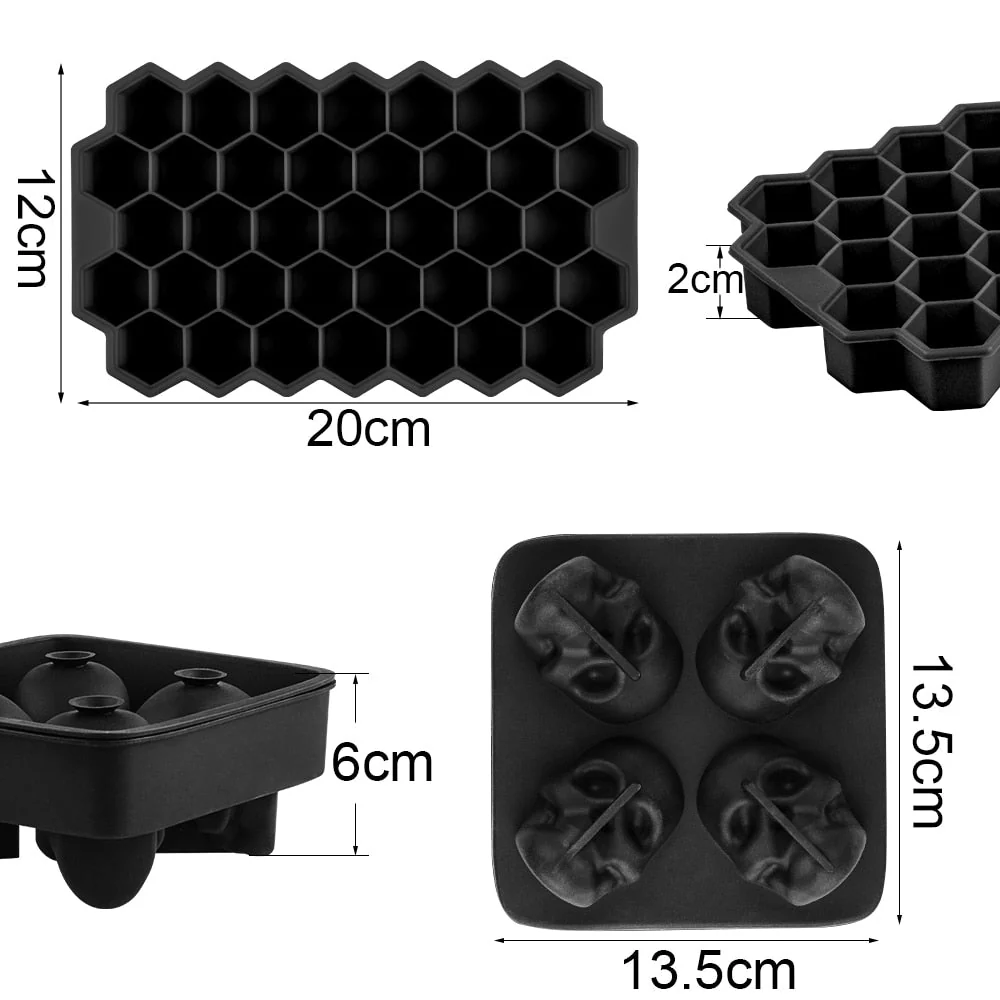HULIANFU SILIKOLOVE Square Skull Ice Cube Maker Ice Ball Mold Silicone Ice Cube Trays for For Party Bar Summer Whisky Drinks - Deanwangkt