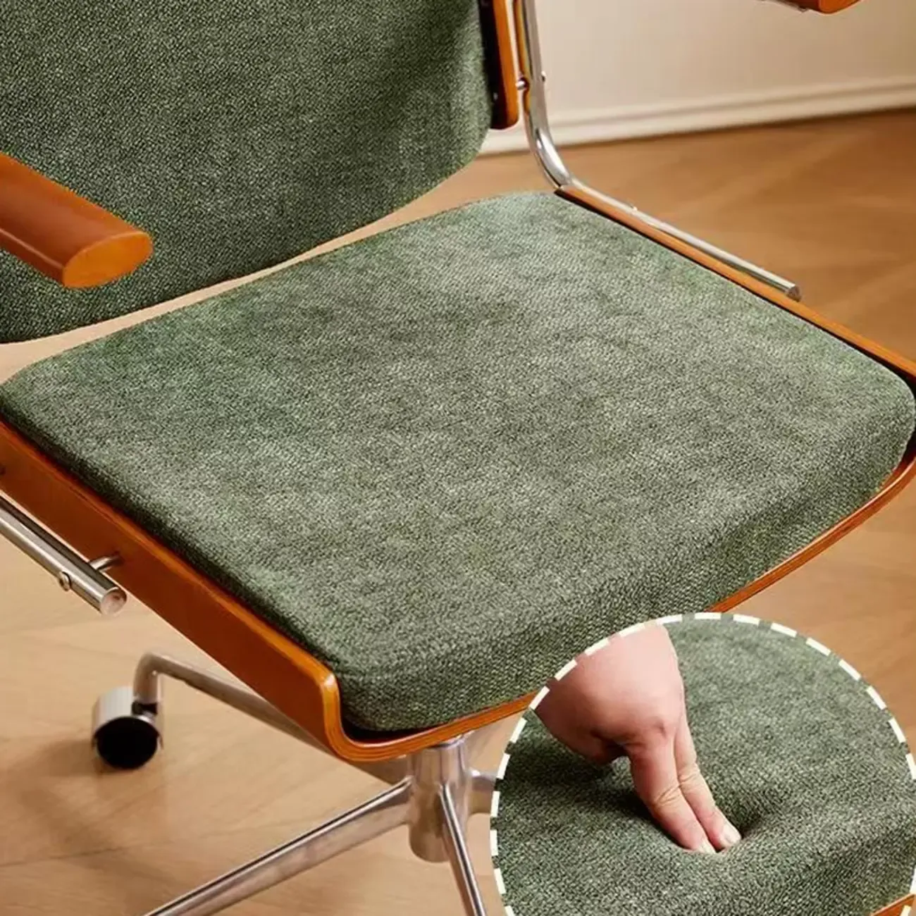 Modern Green Fabric Ergonomic Swivel Office Chair