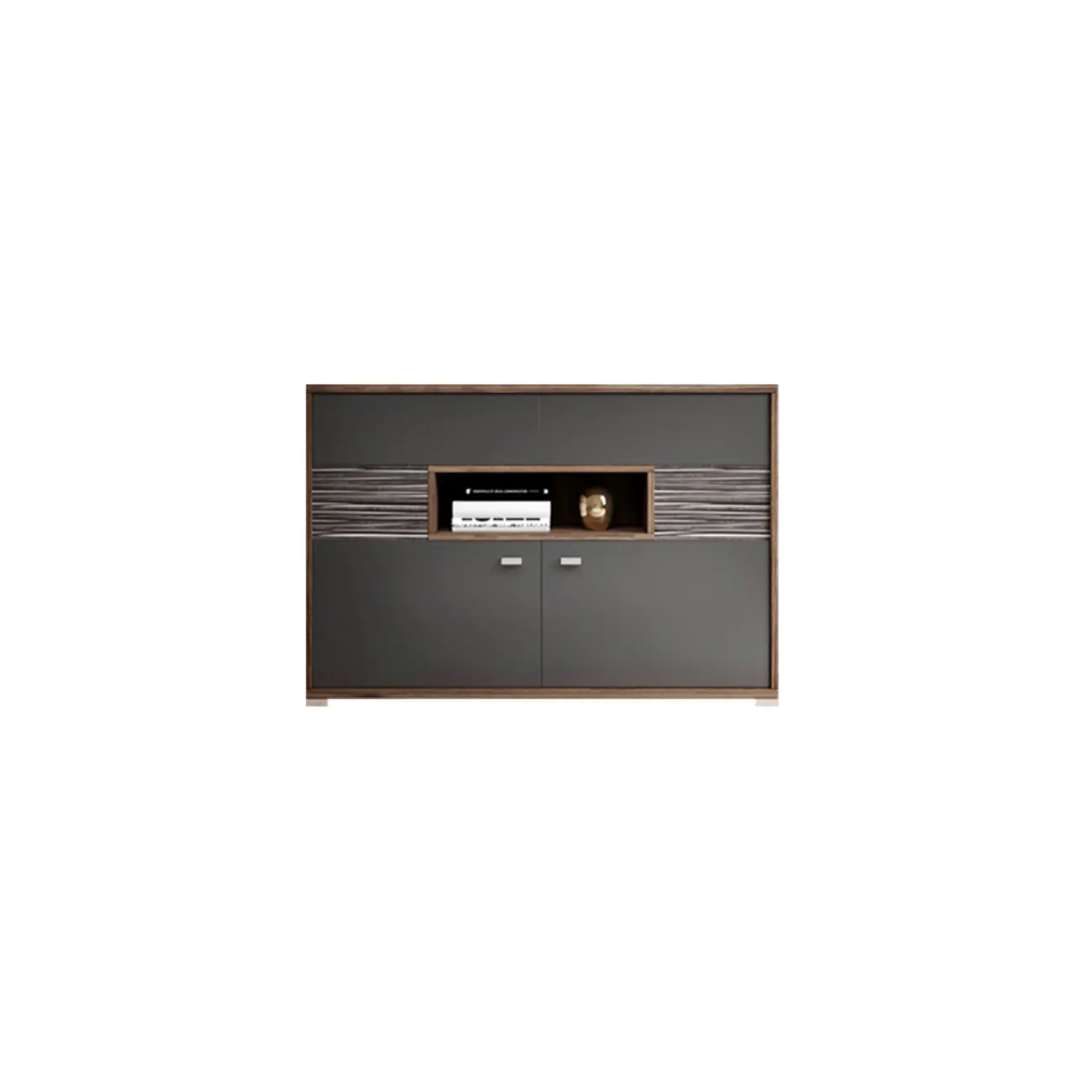 Bedroom Rectangle Grey Wood Enclosed Storage TV Stand