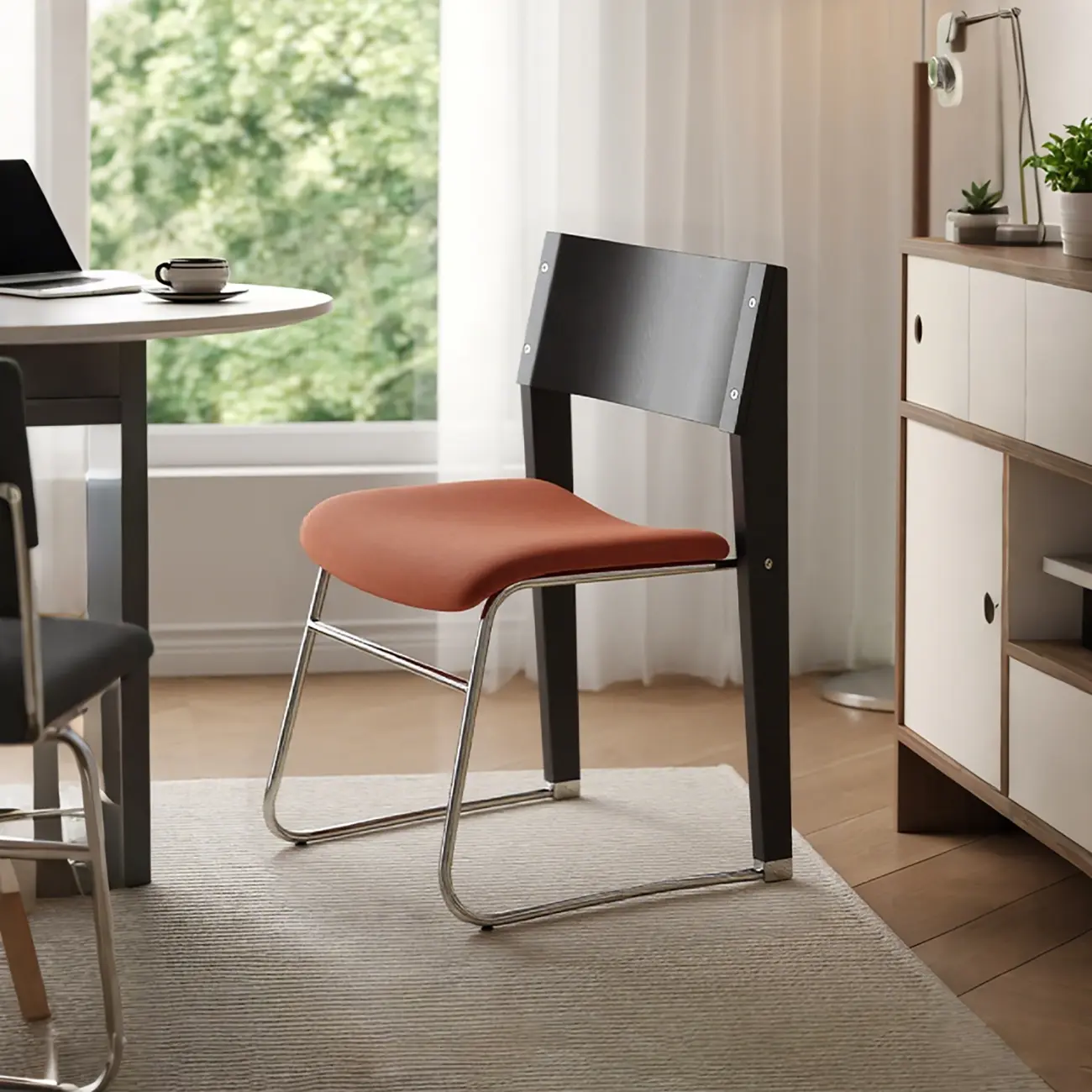 Modern Wood Velvet Open Back Armless Dining Chair Set of 2