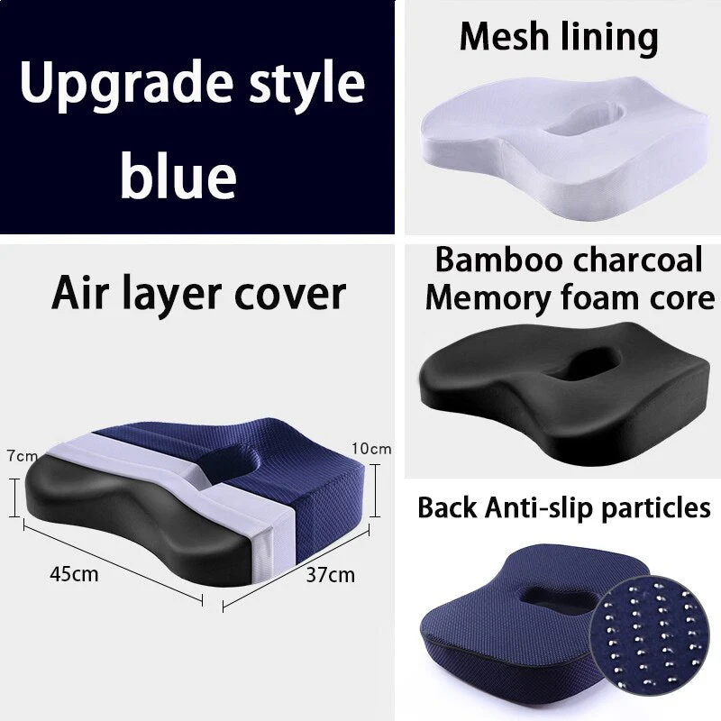 HULIANFU Memory Foam Seat Cushion Orthopedic Pillow Office Chair Cushion Lumbar Cushions Car Seat Butt Hemorrhoid Coccyx Vertebra Sets - Deanwangkt