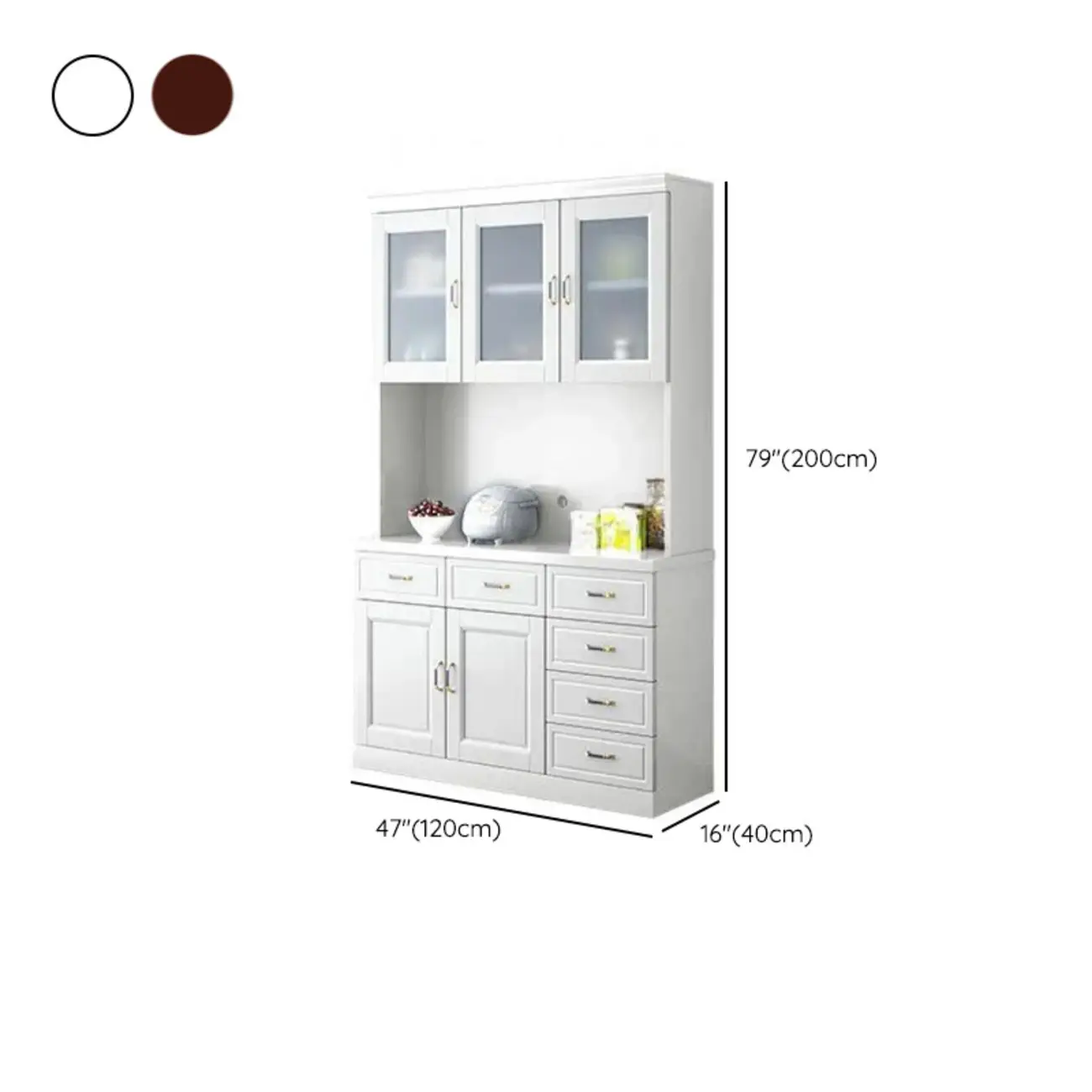 Kitchen Wooden White Cabinet Sideboard Built-in Wine Rack
