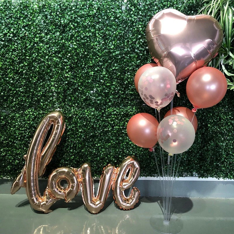 HULIANFU Rose Gold Wedding Birthday Party Balloons Happy Birthday Letter Foil Balloon Baby Shower Anniversary Event Party Decor Supplies - Deanwangkt