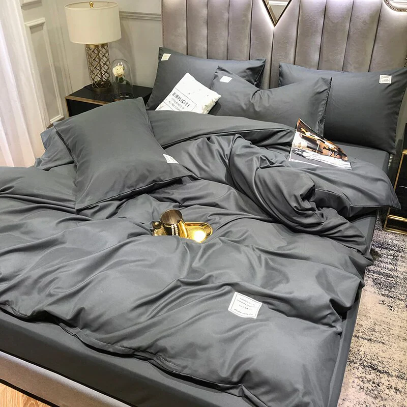 HULIANFU Nordic Style Green Puff Duvet Cover Simple Light Luxury Bedding Four Piece Set Duvet Cover Bed Sheet For Bedroom - Deanwangkt