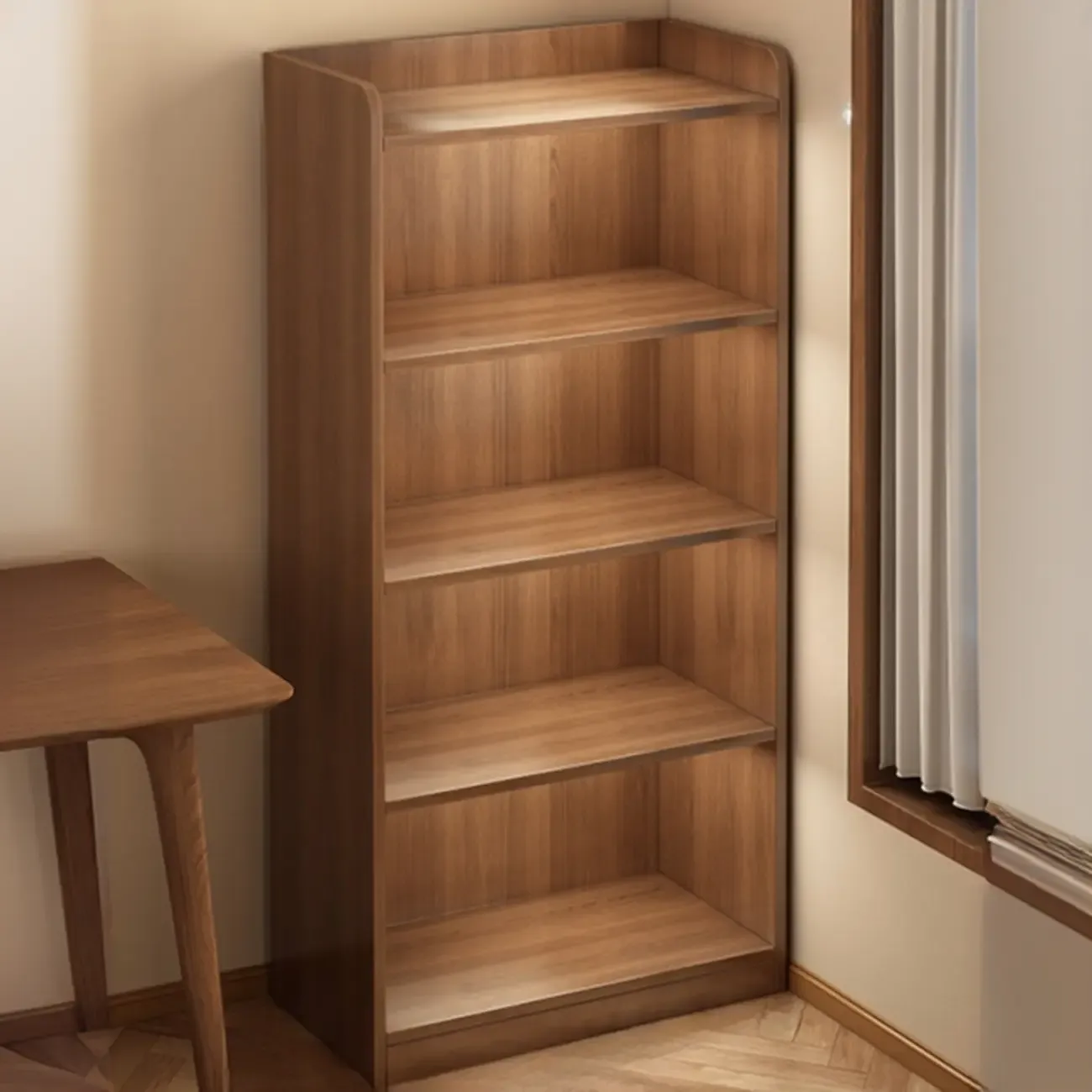 Brown Vertical Multi Tier Closed Back Wood Bookshelves