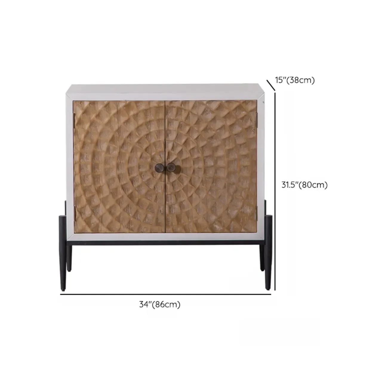 Freestanding Rustic Rectangle White Wood Iron Base Cabinet