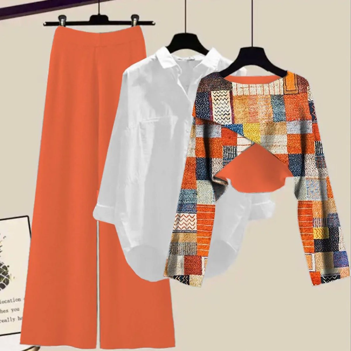 Orange Long Sleeve Three Piece Set