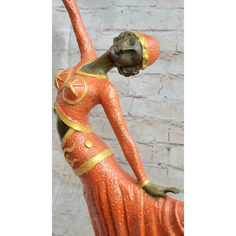 Signed D.H.Chiparus Bronze Statue, Art Deco Dancer Sculpture Hand Made Figurine