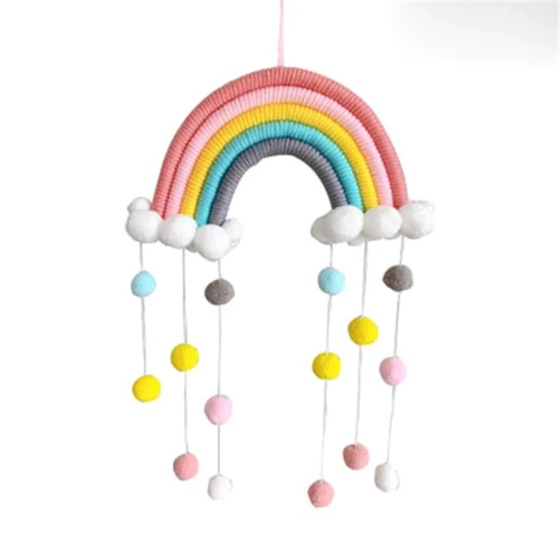 HULIANFU Nordic Cloud Rainbow Raindrop Wall Hangings Decoration For Kid Girls Bedroom Hanging Pendant Baby Bed Tent Hanging Toy Pendant - Deanwangkt