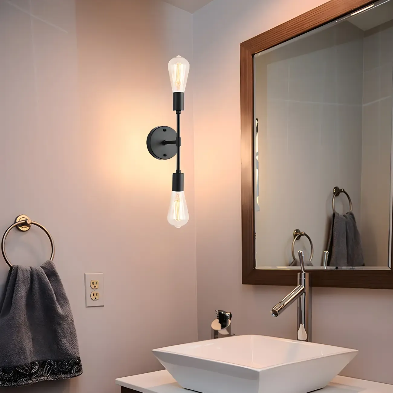 Modern 2-Light Globe Metal Bathroom Vanity Light