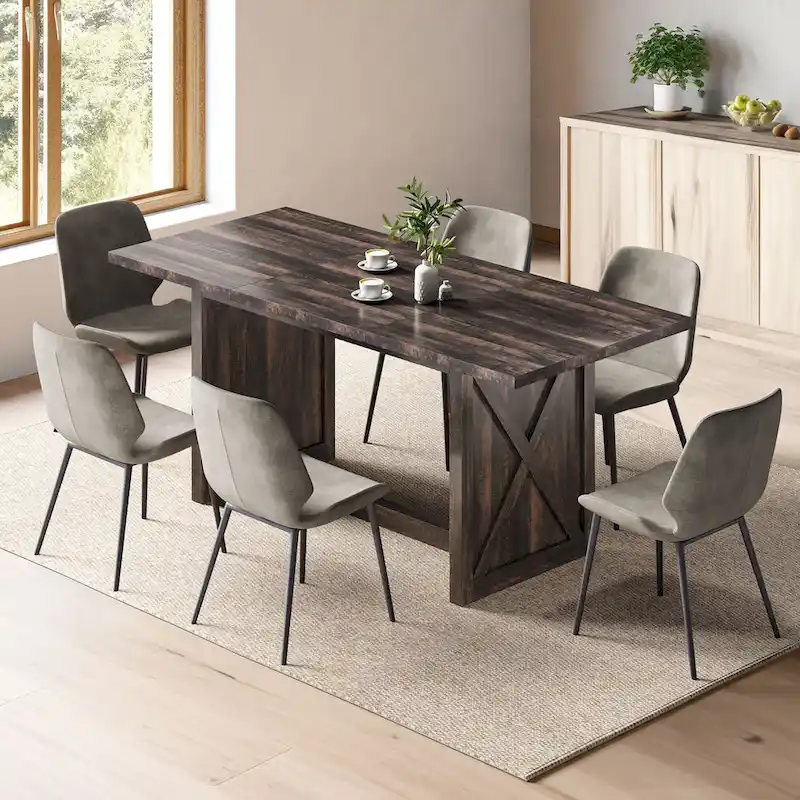 Moasis 70.8 Large Farmhouse Kitchen Dining Room Table for 6 to 8 People