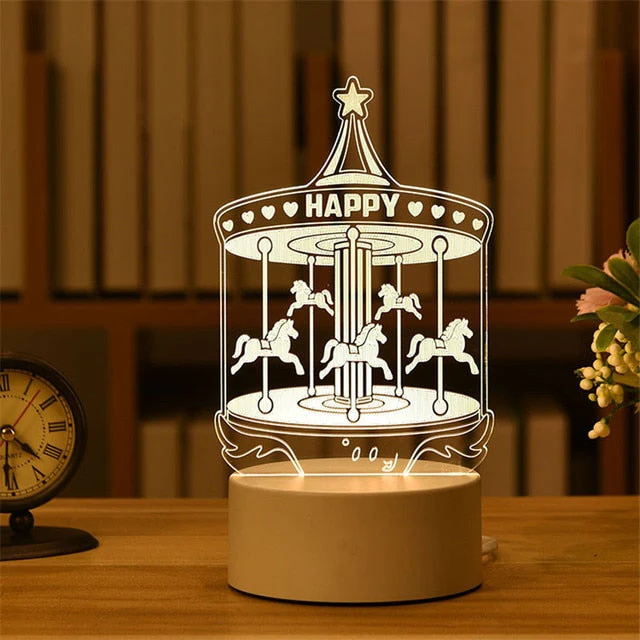 HULIANFU Romantic Love 3D Lamp Heart-shaped Balloon Acrylic LED Night Light Decorative Table Lamp Valentine Day Sweetheart Wife Gift - Deanwangkt
