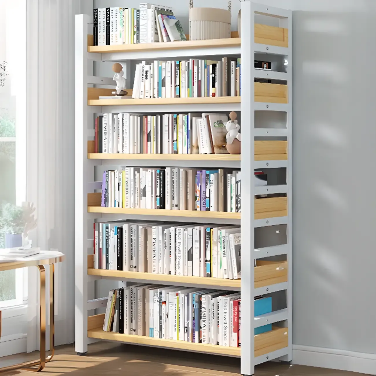 Modish Multi-Layer Open Back Wooden Tall Bookshelves