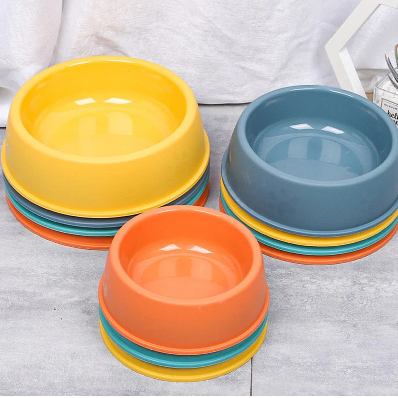HULIANFU Pet Single Bowl PP Frosted Footprint Puppy Drinker Feeder Cat&Dog Food Bowls Lightweight Non-slip Feeding Dish Pets Accessories - Deanwangkt