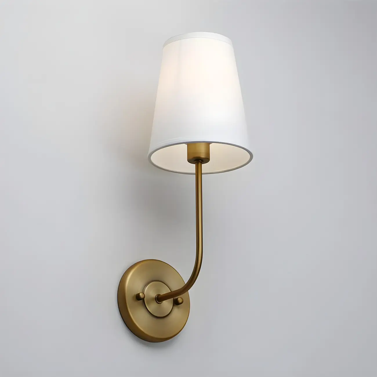 Modern Brass Glam Vanity Light with Fabric Shade