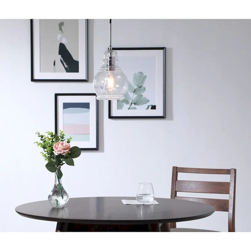 Adelee 6.25-Inch 1-Light Clear Seeded Glass Pendant