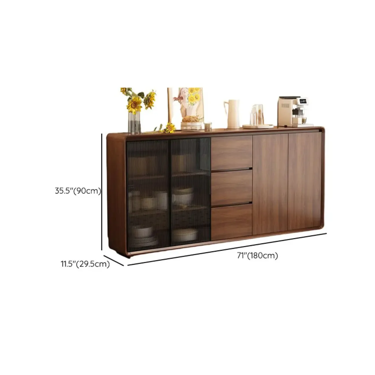 Casual Espresso Wood Sideboard with Drawers