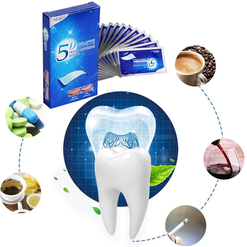 HULIANFU New 5D Gel Teeth Whitening Strips White Tooth Dental kit Oral Hygiene Care Strip for false Teeth Veneers Dentist seks Whiten gel - Deanwangkt