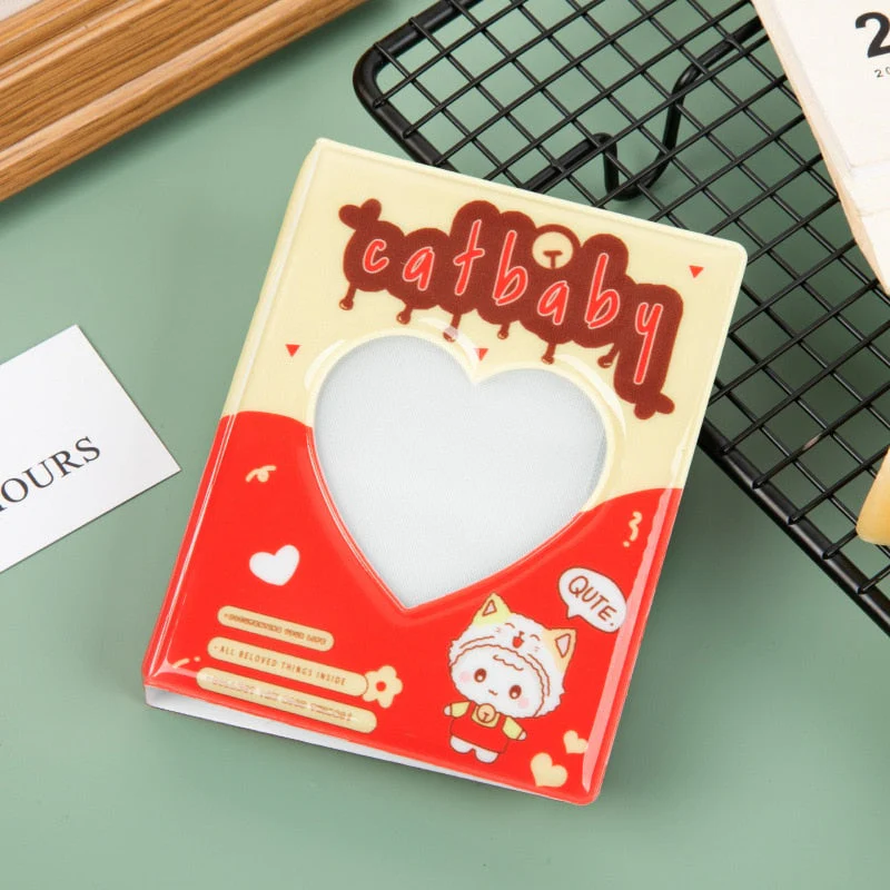 HULIANFU Kpop Card Binder 3inch Photo Album Hollow Love Heart Model Photocard Holder Plaid Album Instax Mini Album For Cards Collect Book - Deanwangkt