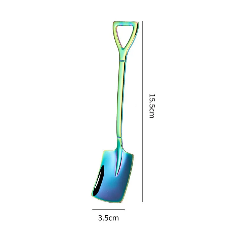 HULIANFU Shovel Spoon Stainless Steel Teaspoon For Coffee Spoon Fruit Ice Cream Dessert Scoop Kitchen Accessories Wedding Christmas Gift - Deanwangkt