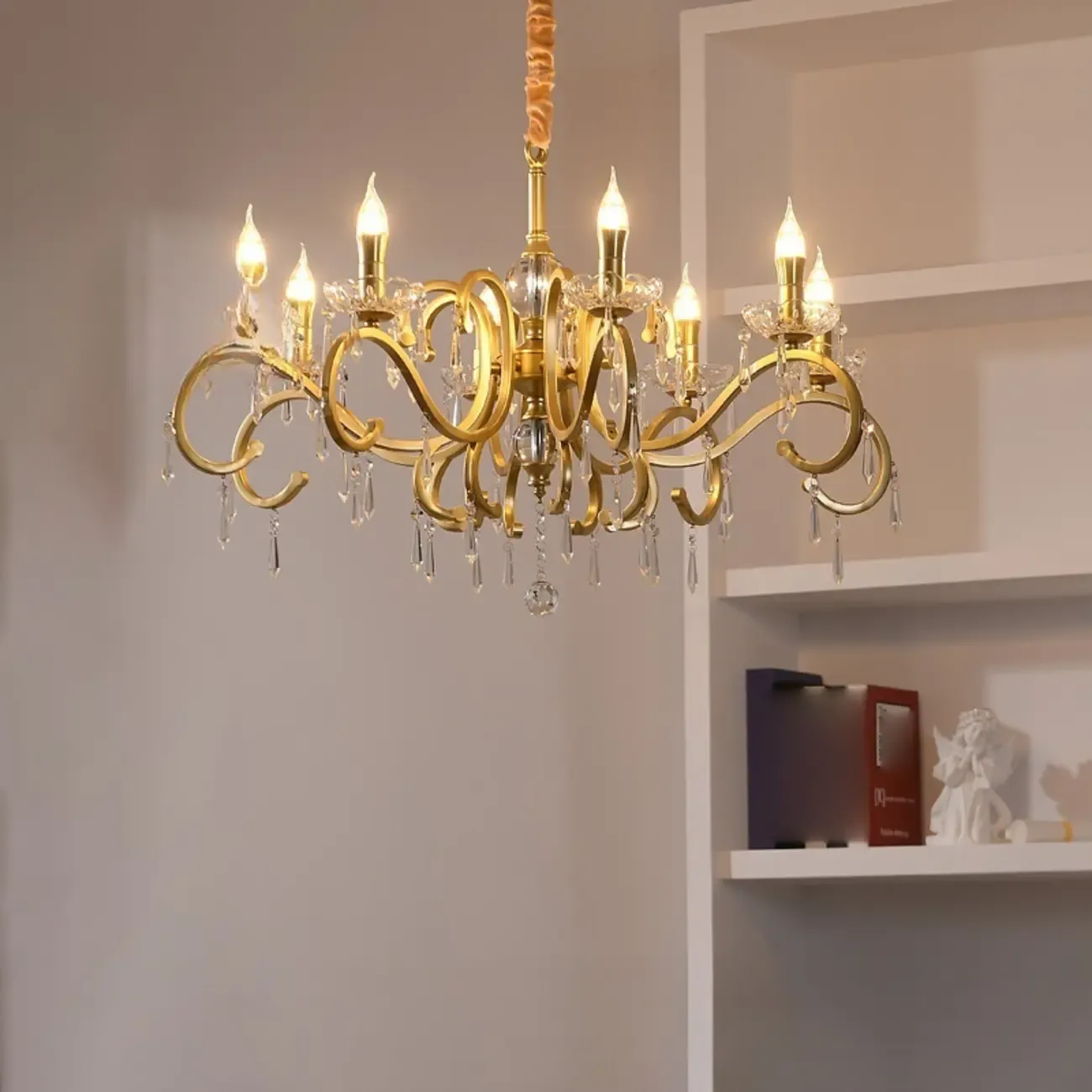 French Gold Crystal Candelabra Chandelier