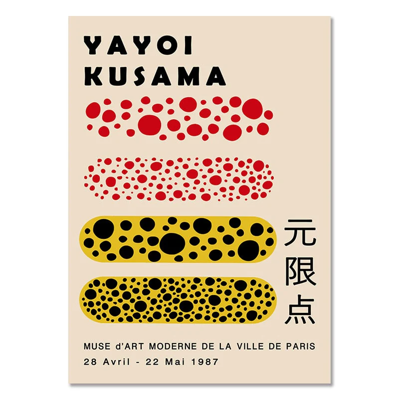 HULIANFU   Yayoi Kusama Exhibition Posters and Prints Gallery Wall Art Picture Museum Modern Canvas Painting Nordic Living Room Decoration - Deanwangkt