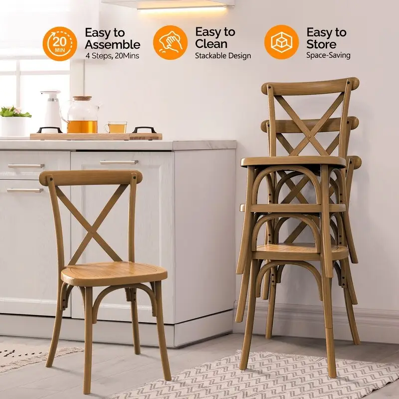 Patio Plastic Stackable Dining Chair Set (Set of 2)