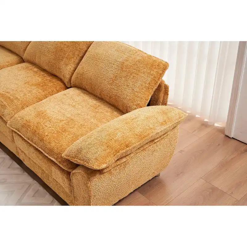 Yellow 101.6 Chenille L-Shaped Sectional Sofa with Ottoman