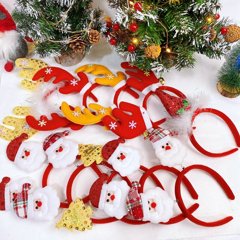 HULIANFU 2026  LuanQI Christmas Headbands for Children Adult Hair Band Red Christmas Santa Claus Snowman Antlers Headband Xmas Decoration Gifts - Deanwangkt