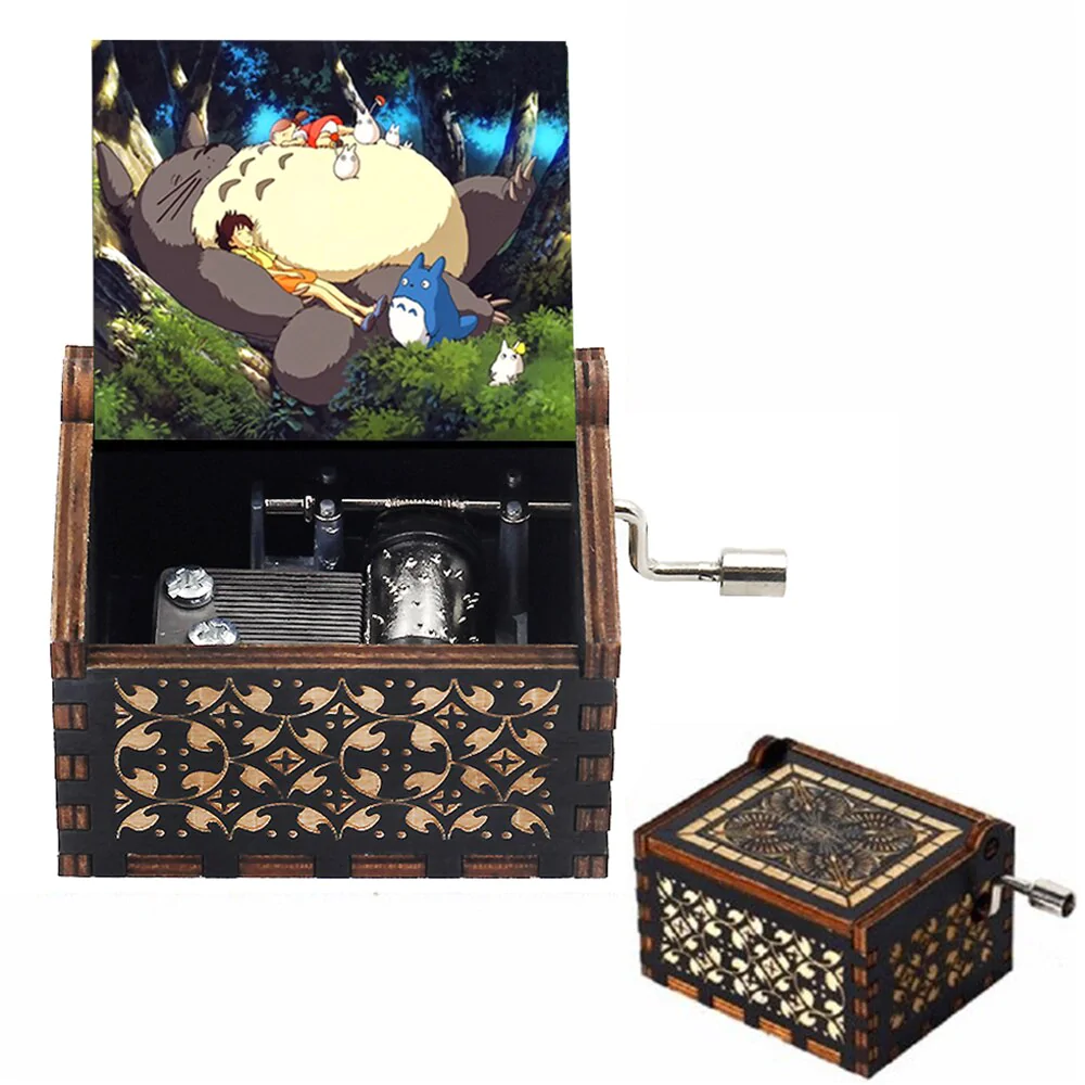 HULIANFU New Attack On Titan Queen Music Box Antique Carved Wooden Hand Cranks Power Game Crossing Rainbow Christmas Birthday Gifts - Deanwangkt