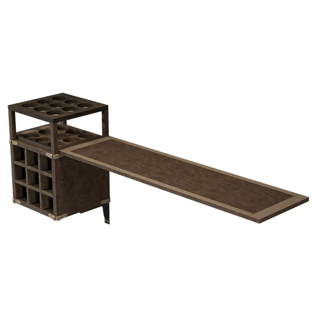 Industrial Wall Mounted Bar Counter with Wine Rack