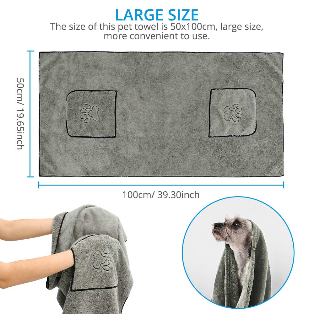 HULIANFU Pet Dog Towel Super Absorbent Dog Bathrobe Microfiber Bath Towels Quick-Drying Cat Bath Towel - Deanwangkt