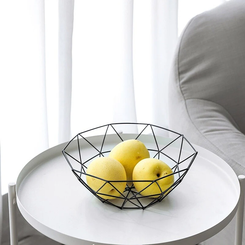 HULIANFU Kitchen Basket Container Bowl Metal Wire Basket Kitchen Drain Rack Fruit Vegetable Storage Holder Snack Tray Storage Bowl - Deanwangkt