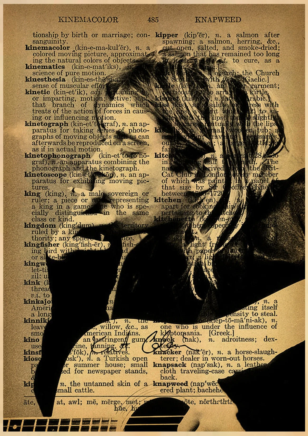HULIANFU Singer Kurt Cobain Posters Rock and Roll Music Retro Kraft Paper Sticker DIY Vintage Room Bar Cafe Decor Gift Art Wall Paintings - Deanwangkt