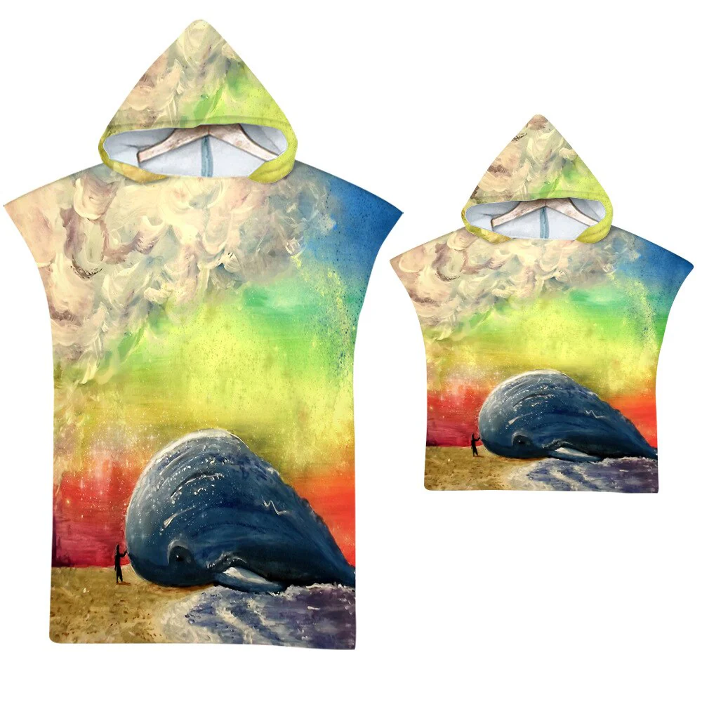 HULIANFU Sea Animals Hooded Beach Towel for Adult Kids Super Soft Childrens Beach Bath Towel Outdoor Poncho Bathrobe Towels - Deanwangkt