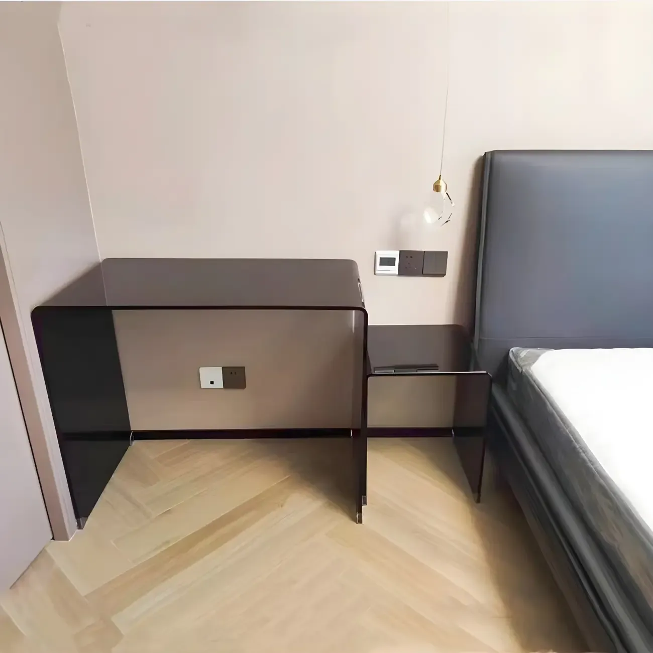 Stylish Clear Glass Nightstand with Open Shelf