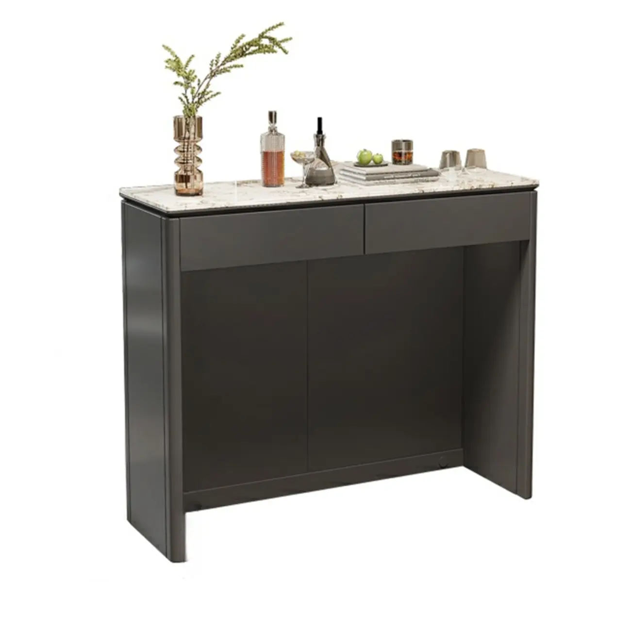 Modern White Stone Top Gray Pine Storage Sofa Bar Tables