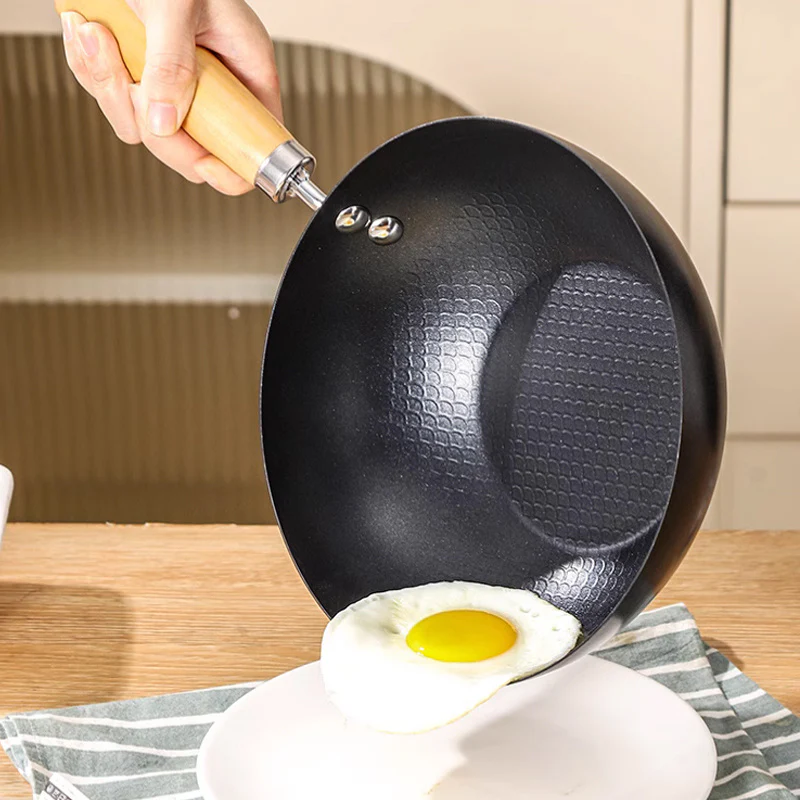 1pc Small Iron Pot, Traditional Chinese Wok, One Person Eating Uncoated Mini Non Stick Wok, Suitable For Gas Stoves And Stoves, Kitchen Utensils, And Kitchen Utensils - Deanwangkt