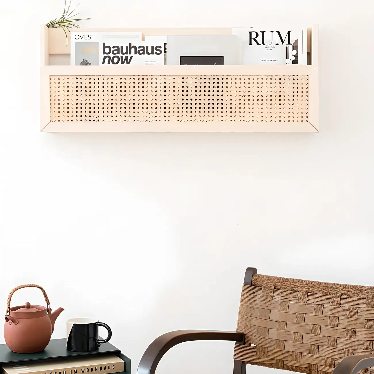 Simple Natural Wooden Open Back Wall-Mounted Bookshelves