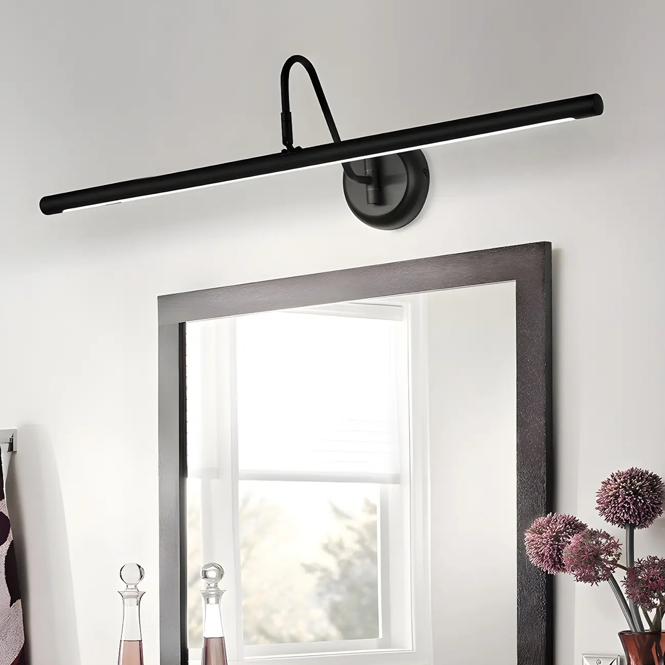 Wall-Mounted Linear Black Bathroom LED Vanity Light