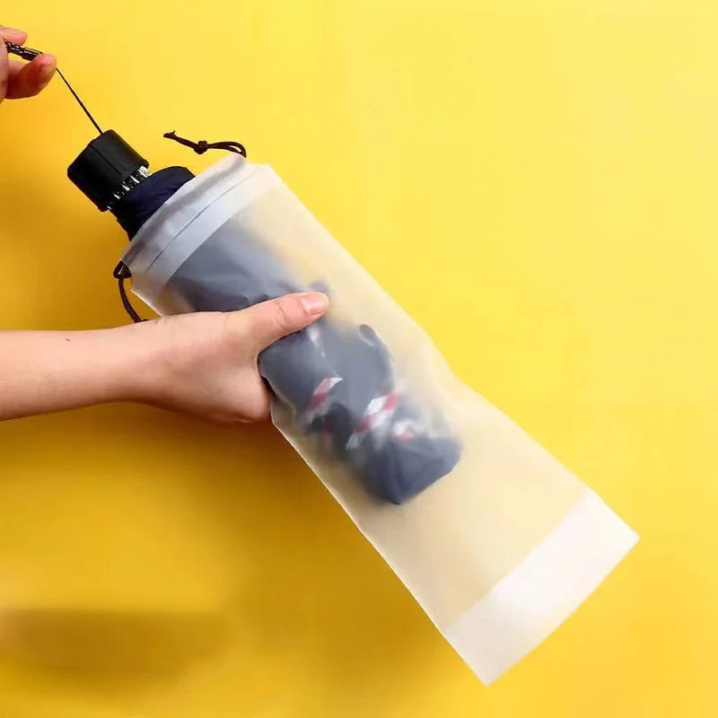 HULIANFU Matte Translucent Plastic Bag Umbrella Storage Bag Reusable Portable Umbrella Drawstring Storage Cover Home Storage Organizer - Deanwangkt