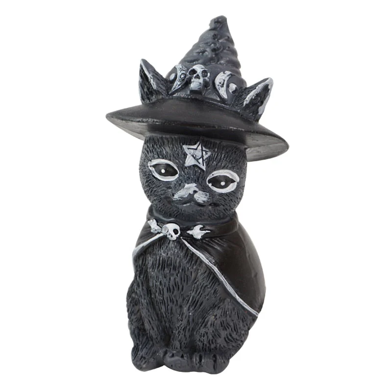 HULIANFU Resin Figure Wizard Figurines Black Magic Cat Ornaments Table Art Original Gifts Cute Miniatures Modern Room Decoration - Deanwangkt