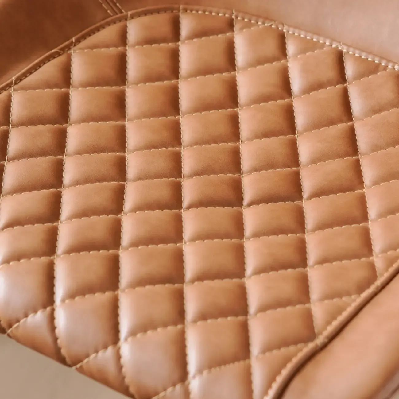 Mid-Century Modern Quilted Upholstered Leather Bar Stool